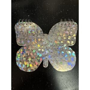 Once Upon a Rose Silver Sparkly Die Cut Butterfly Notebook Lined Girls